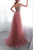 A-Line V-Neck Sweep Train Pink Tulle Prom Dress with Beading OHC036 | Cathyprom