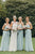 A-Line Sweetheart Floor Length Long Chiffon Light Blue Bridesmaid Dress OHS145