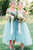 A-Line Square High Low Light Blue Bridesmaid Dress with Beading OHS017 | Cathyprom