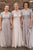 A-Line V-Neck Short Sleeves Floor-Length Grey Bridesmaid Dress with Sequins OHS058 | Cathyprom