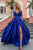 A-Line Halter Backless Sweep Train Royal Blue Prom Dress with Split LPD88 | Cathyprom
