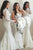 Mermaid High Neck Open Back Long Sleeves White Bridesmaid Dress with Appliques OHS019 | Cathyprom