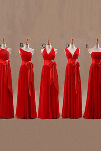 Simple Cheap A-line V Neck Floor Length Sleeveless Chiffon Long Bridesmaid Dresses OHS126 | Cathyprom