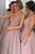 A-Line V-Neck Floor-Length Blush Bridesmaid Dress with Beading OHS003 | Cathyprom