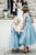 A-Line Blue Lace Top Tulle Scoop Sleeveless Cheap Flower Girl Dress OHR023 | Cathyprom