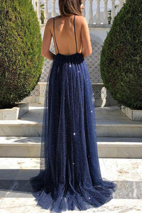 Sexy A Line Backless Sleeveless Spaghetti Straps Prom Dresses OHC150 | Cathyprom