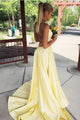 Gorgeous Spaghetti Strap Sweep Train Sleeveless Split Satin Long Prom Dress OHC175 | Cathyprom