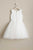 A Line White Tulle Scoop Neck Appliques Beading Flower Girl Dresses OHR042 | Cathyprom