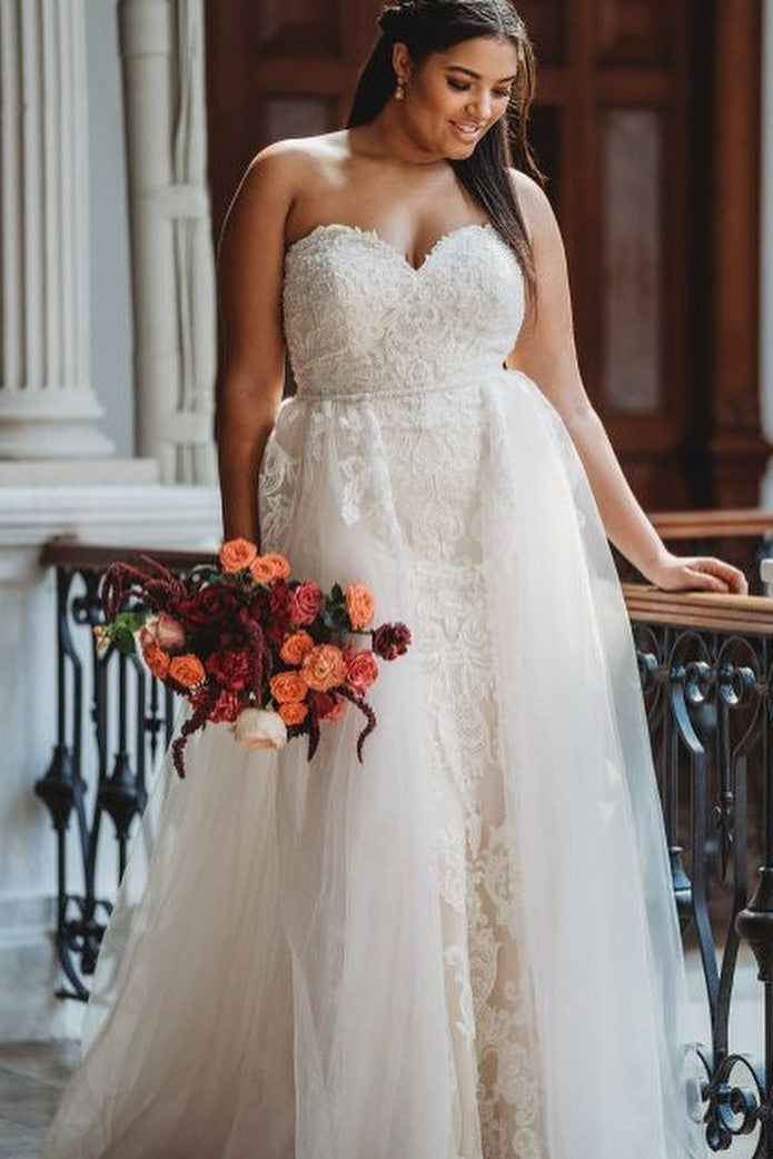 A Line Tulle Plus Size Wedding Dresses Bohemian Wedding Dress Bridal G – cathyprom