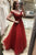 Red Tulle Long A-line Prom Dress With Beads, Evening Dress SJ211078