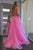 A Line Pink Lace Long Prom Dress with High Slit, Evening Dress SHK003
