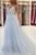 A Line Light Blue Tulle Long Prom Dresses, Evening Dress SHK005