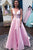 Simple V Neck Open Back Pink Satin Long Prom Dress, V Neck Pink Formal Graduation Evening Dress SNH002