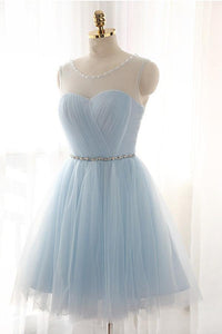 Charming Strapless Tulle Short Prom Dress With Pleats , Homecoming Dress YZ210902