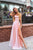 A Line Elegant Chiffon Pink Cheap Long Party Prom Dresses With Split SNH008
