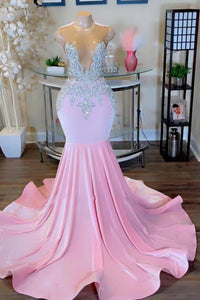 Sexy Beading Shining Beautiful Pink Prom Party Dress XS012