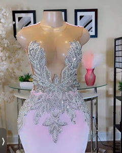 Sexy Beading Shining Beautiful Pink Prom Party Dress XS012