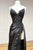 V Neck Black Mermaid Lace  Black Mermaid Lace Formal Evening Dresses ZXS2535