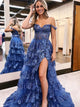Off The Shoulder Lace Sequin Prom Dress With Ruffle Skirt  ZXS2537