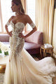 Mermaid Sweetheart Backless Court Train Wedding Dress with White Lace OHD009 | Cathyprom