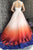 A-Line Scoop Open Back Sweep Train Ombre Wedding Dress with Appliques OHD010 | Cathyprom