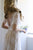 A-Line V-Neck Backless Sweep Train Light Champagne Lace Bohemian Wedding Dress OHD014 | Cathyprom