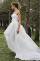 A-Line Sweetheart High Low Organza Beach Wedding Dress with Appliques OHD016 | Cathyprom