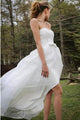 A-Line Sweetheart High Low Organza Beach Wedding Dress with Appliques OHD016 | Cathyprom