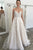 Elegant A-Line Spaghetti Straps Backless Sweep Train White Wedding Dress with Appliques OHD267