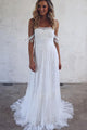 A-Line Off-the-Shoulder Lace Beach Wedding Dress with Appliques OHD017 | Cathyprom