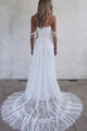 A-Line Off-the-Shoulder Lace Beach Wedding Dress with Appliques OHD017 | Cathyprom