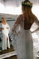 Sheath V-Neck Backless Wraps Lace Wedding Dress with Split OHD018 | Cathyprom