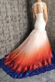 Mermaid Scoop Open Back Sweep Train Ombre Wedding Dress with Appliques Beading OHD025 | Cathyprom