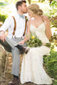 Mermaid Spaghetti Straps Backless Sleeveless Sweep Train Lace Wedding Dress OHD120 | Cathyprom