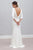 Sheath Bateau Backless 3/4 Sleeves Sweep Train Beach Wedding Dress OHD054 | Cathyprom