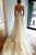 A-Line Spaghetti Straps Chapel Train Backless Ivory Tulle Weeding Dress with Appliques OHD221