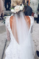 Beautiful Wedding Gown Sheath V-Neck Long Sleeves Court train Backless Bridal Gown Ivory Lace Wedding Dress OHD225