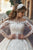 Ball Gown Jewel Chapel Train Long Sleeves White Lace Wedding Dress with Appliques OHD230