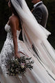Modest Sweetheart Court Train Sleeveless Tulle Wedding Dress with Appliques OHD118 | Cathyprom