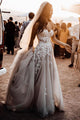 Modest Sweetheart Court Train Sleeveless Tulle Wedding Dress with Appliques OHD118 | Cathyprom