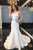 Simple Mermaid Strapless Sweep Train Satin Sleeveless Long Wedding Dress with Beading OHD240