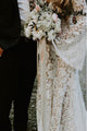 Mermaid V-Neck Bell Long Sleeves Backless Sweep Train Lace Wedding Dress OHD236