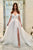 A-Line Off-the-Shoulder Sweep Train Organza Beach Wedding Dress with Split OHD248