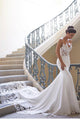 Mermaid Spaghetti Straps Court Train Sleeveless Wedding Dress with Appliques OHD238