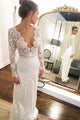Mermaid V-Neck Long Sleeves Floor-Length Lace Wedding Dress with Split OHD250