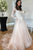 A-Line Bateau Long Sleeves Pearl Pink Appliqued Wedding Dress Bridal Gown with Pockets OHD247