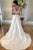 A-Line V-Neck Sweep Train Appliqued Sleeveless Satin Wedding Dress with Pockets OHD114 | Cathyprom