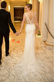 Mermaid/Trumpet V-Neck Sweep Train Appliqued Long Tulle Wedding Dress Bridal Gown OHD244