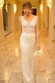 Mermaid/Trumpet V-Neck Sweep Train Appliqued Long Tulle Wedding Dress Bridal Gown OHD244