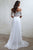 Two Piece Off-the-Shoulder White Chiffon Short Sleeves Beach Wedding Dress with Lace OHD117  | Cathyprom